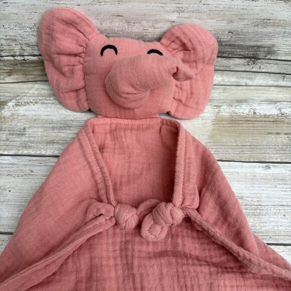 OKDIY Elephant Baby Lovey Plush Pink Organic Cotton Muslin Kidcore Cute - Picture 2 of 8